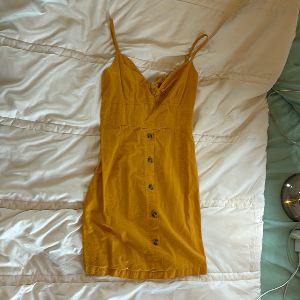Yellow Button down Mini Dress